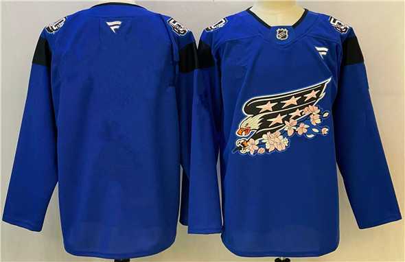 Mens Washington Capitals Blank Blue Cherry Blossom Stitched Jersey